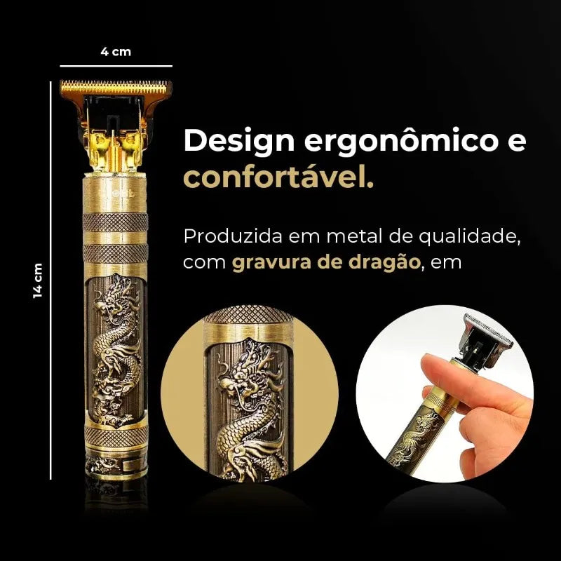 Máquina de Cortar Cabelo Elétrica GoldenDragon™ - Acabamento Profissional!