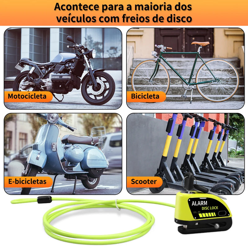 Alarme e Tranca Anti-Roubo Protection™ pra Bicicleta, Motocicleta ou Scooter! - Segurança Máxima