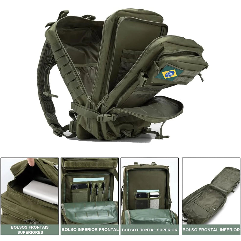 Mochila Tática Militar Assault™ - Reforçada e Impermeável para Expedições e Escaladas!