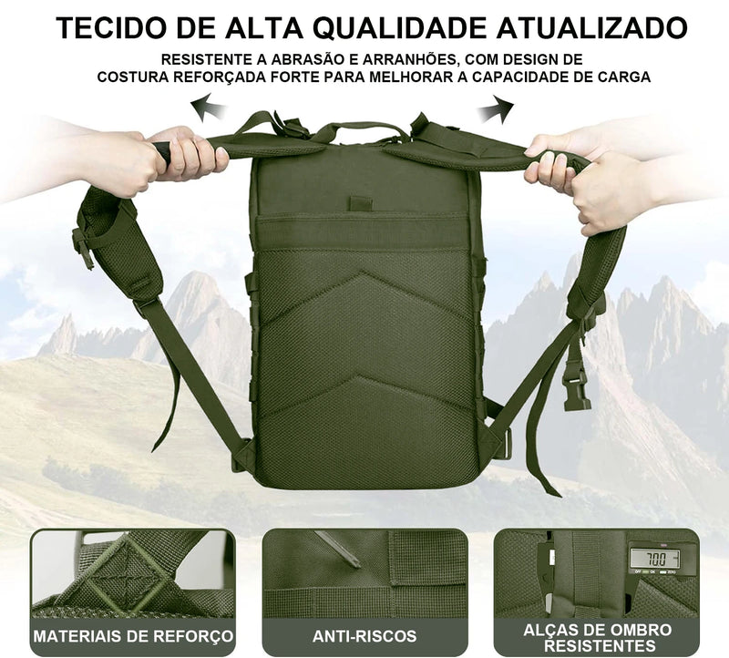 Mochila Tática Militar Assault™ - Reforçada e Impermeável para Expedições e Escaladas!